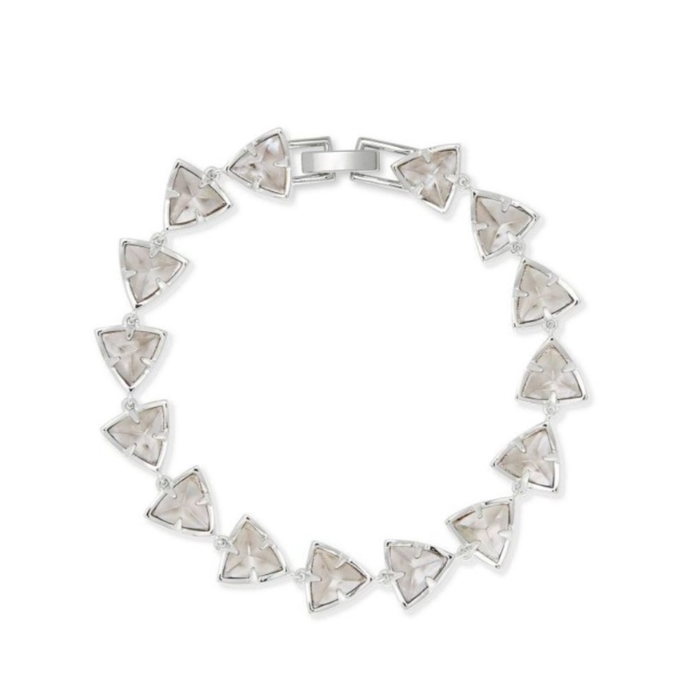 New Kendra Scott Perry Silver Link Bracelet in Gray Illusion NWT